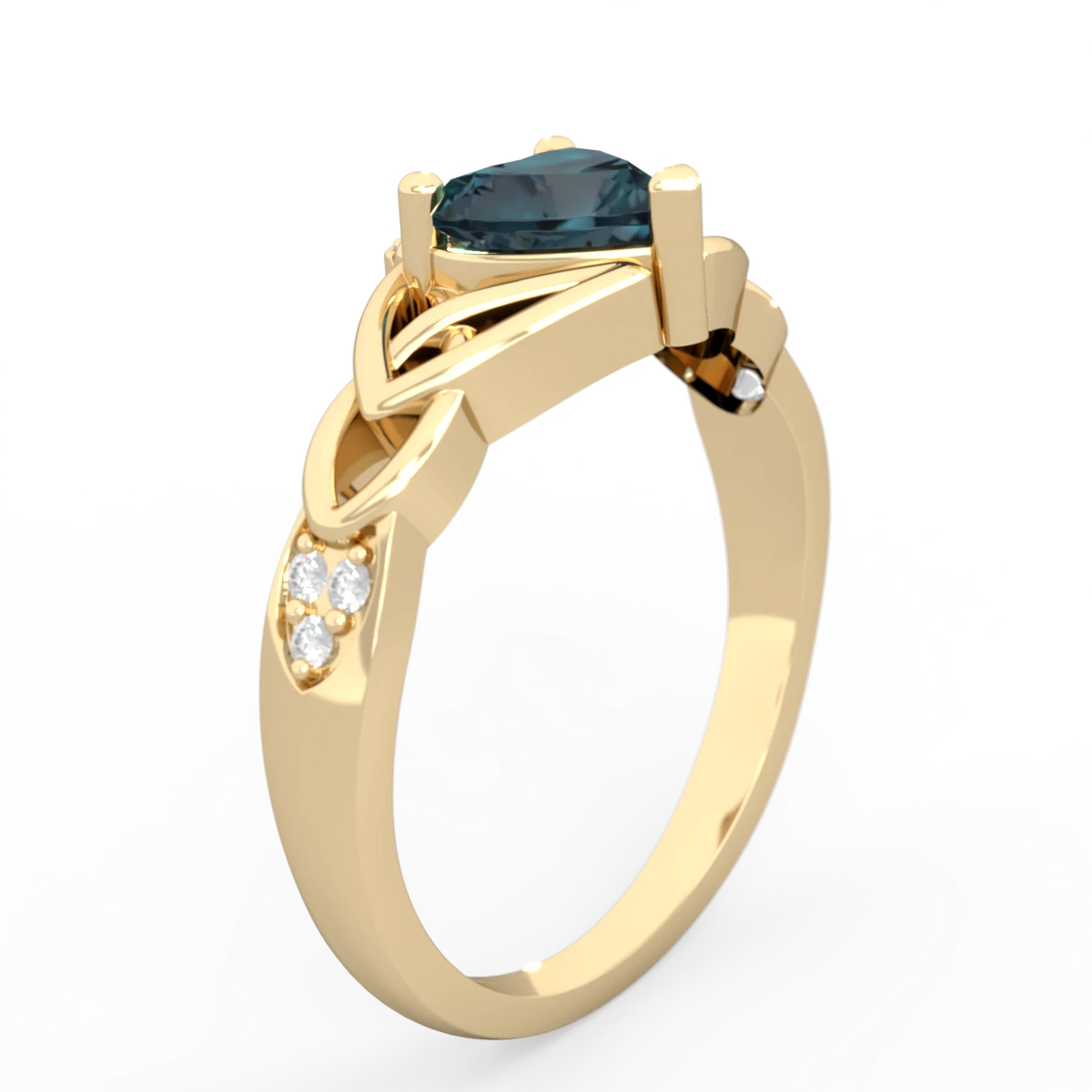 Alexandrite Claddagh Celtic Knot Diamond 14K Yellow Gold ring R5001