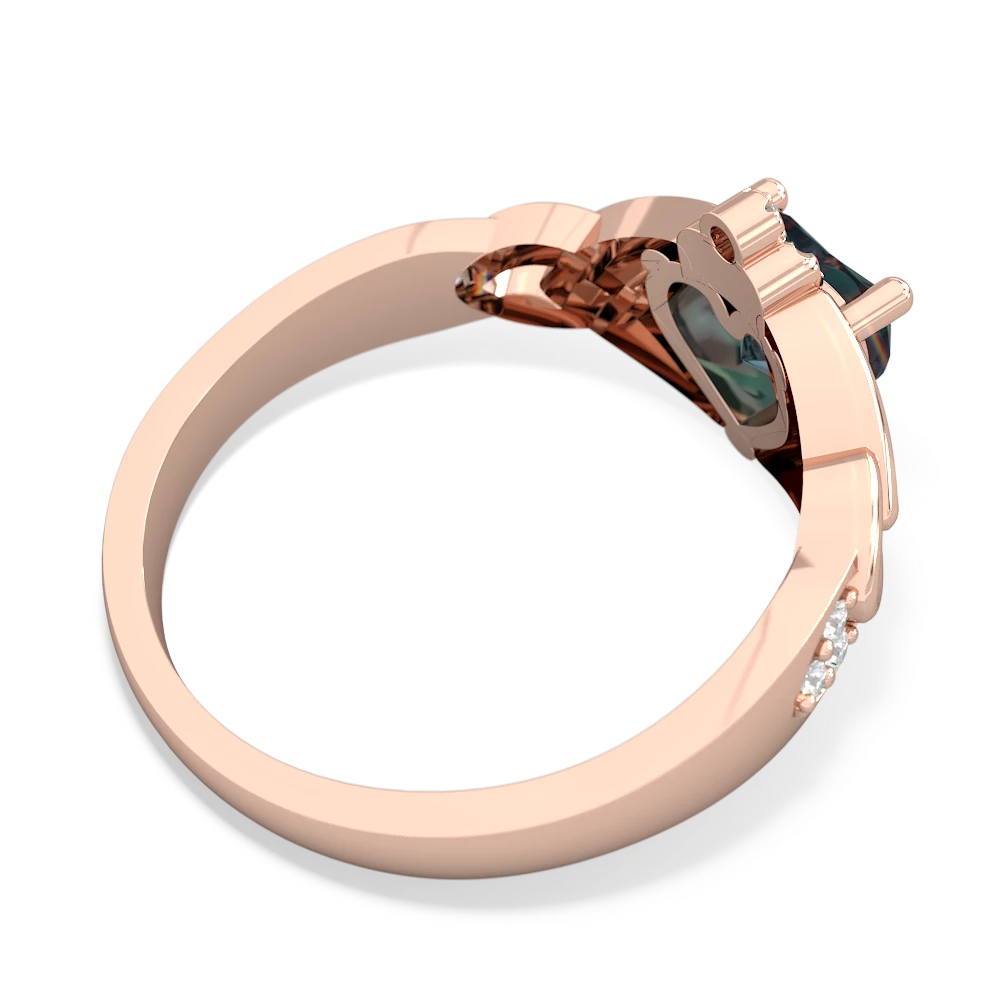 Alexandrite Claddagh Celtic Knot Diamond 14K Rose Gold ring R5001