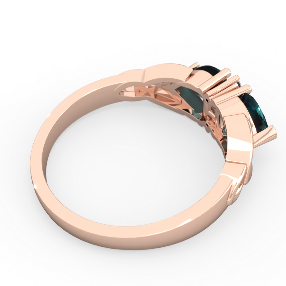 Alexandrite Celtic Knot Double Heart 14K Rose Gold ring R5040