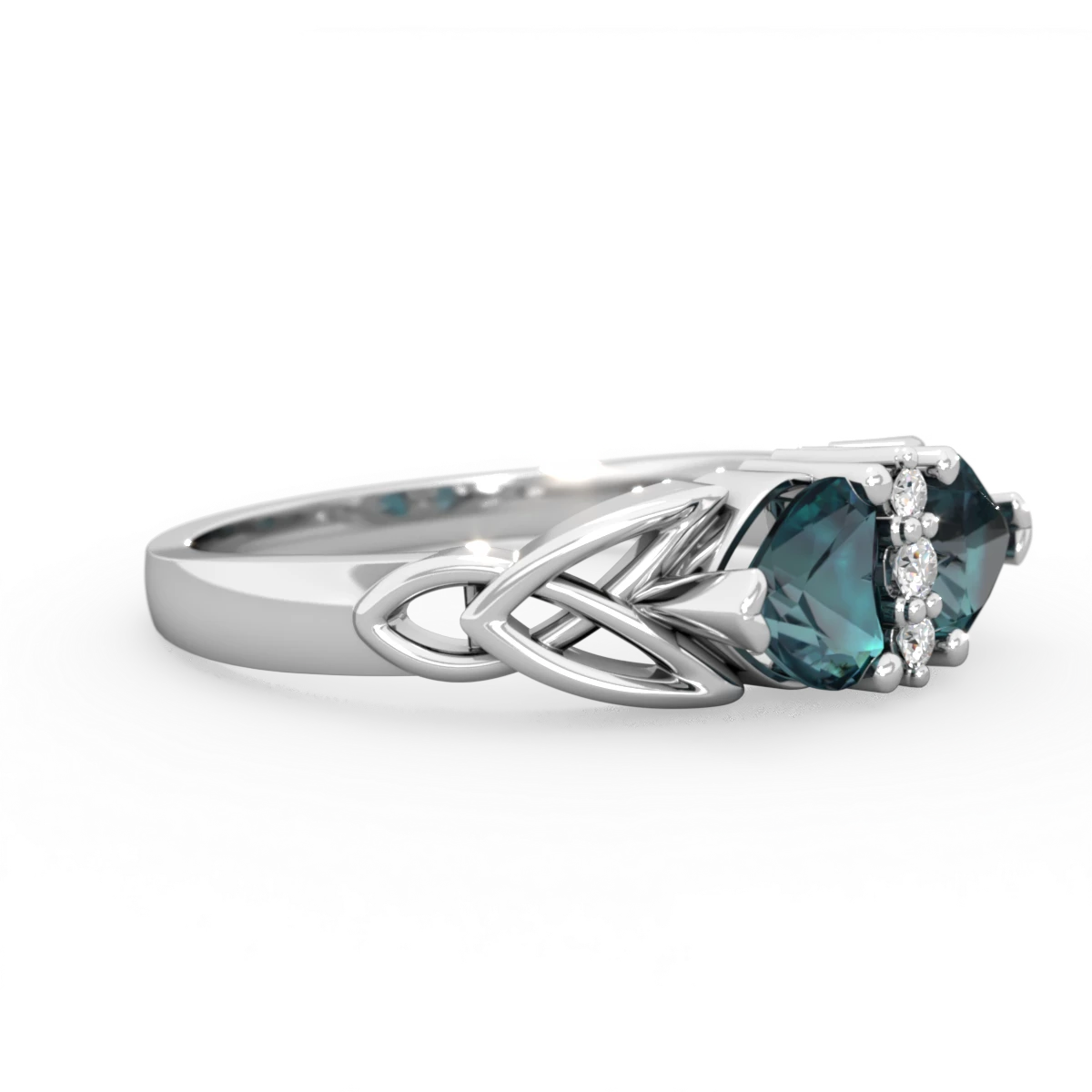Alexandrite Celtic Knot Double Heart 14K White Gold ring R5040