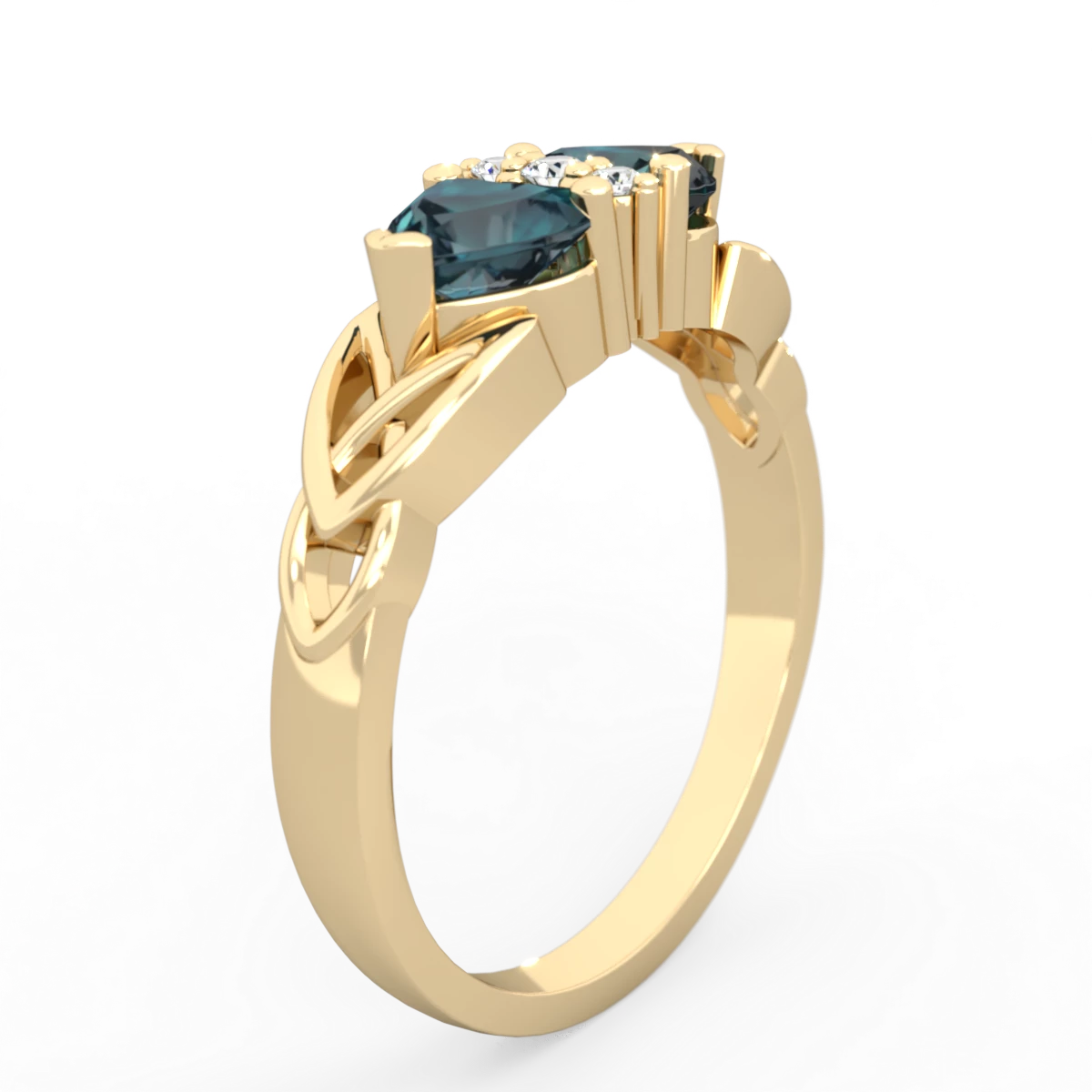 Alexandrite Celtic Knot Double Heart 14K Yellow Gold ring R5040