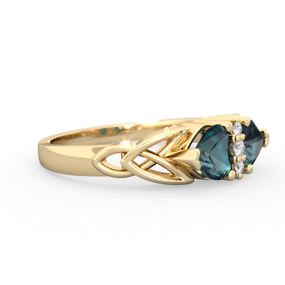 Alexandrite Celtic Knot Double Heart 14K Yellow Gold ring R5040