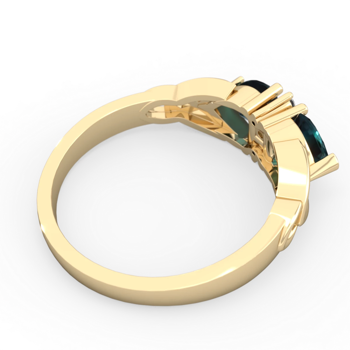 Alexandrite Celtic Knot Double Heart 14K Yellow Gold ring R5040