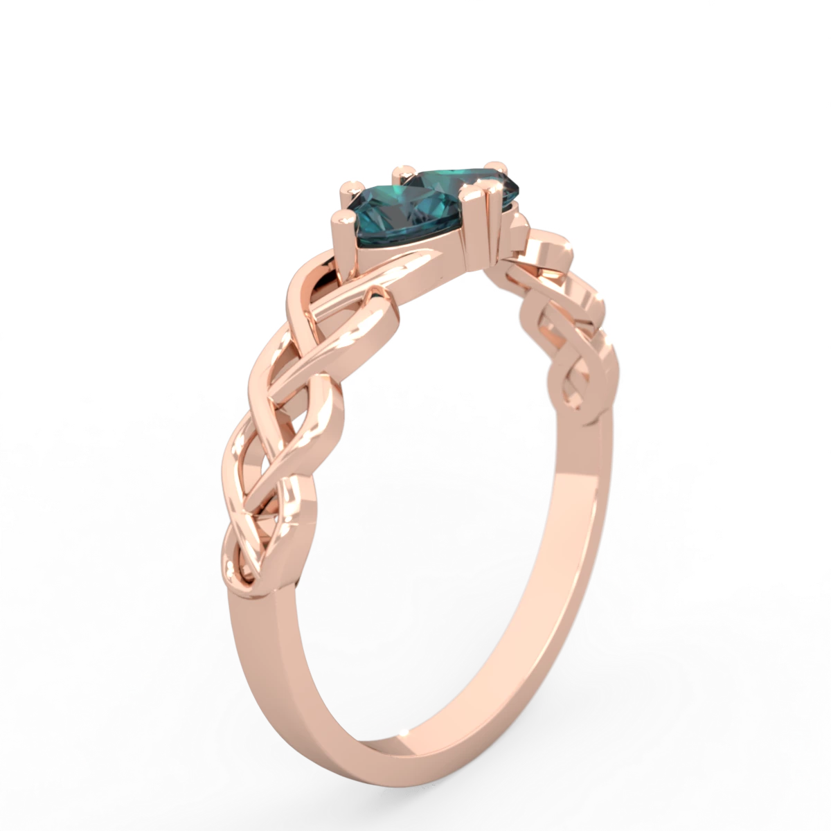 Alexandrite Heart To Heart Braid 14K Rose Gold ring R5870