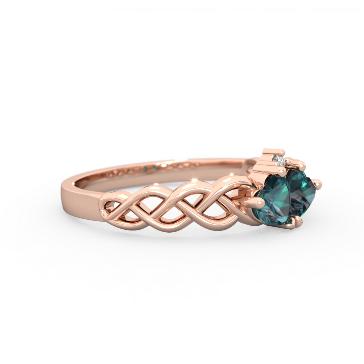 Alexandrite Heart To Heart Braid 14K Rose Gold ring R5870