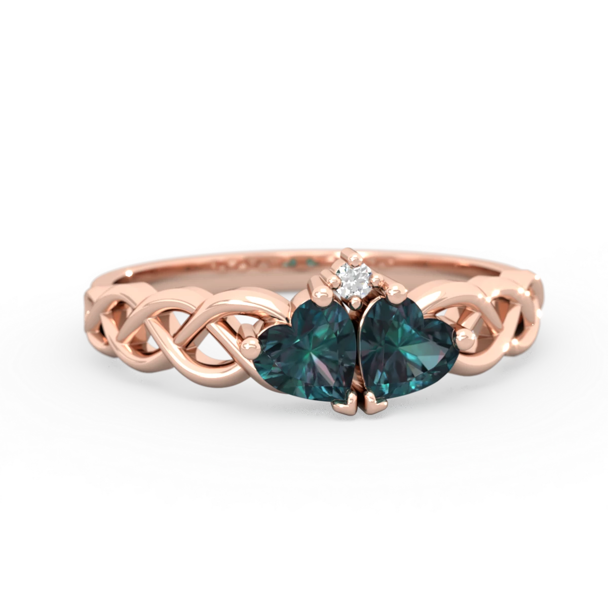 Alexandrite Heart To Heart Braid 14K Rose Gold ring R5870