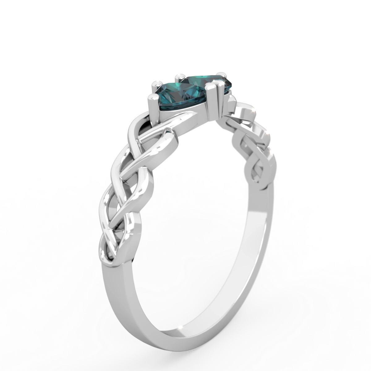 Alexandrite Heart To Heart Braid 14K White Gold ring R5870