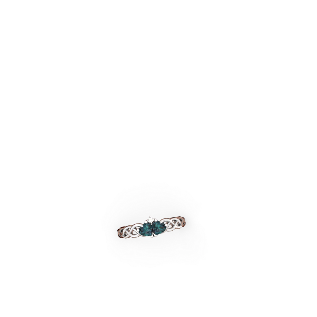 Alexandrite Heart To Heart Braid 14K White Gold ring R5870