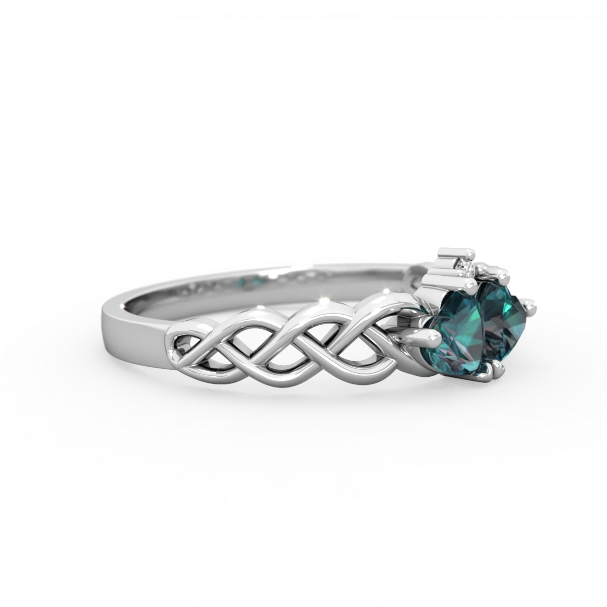 Alexandrite Heart To Heart Braid 14K White Gold ring R5870