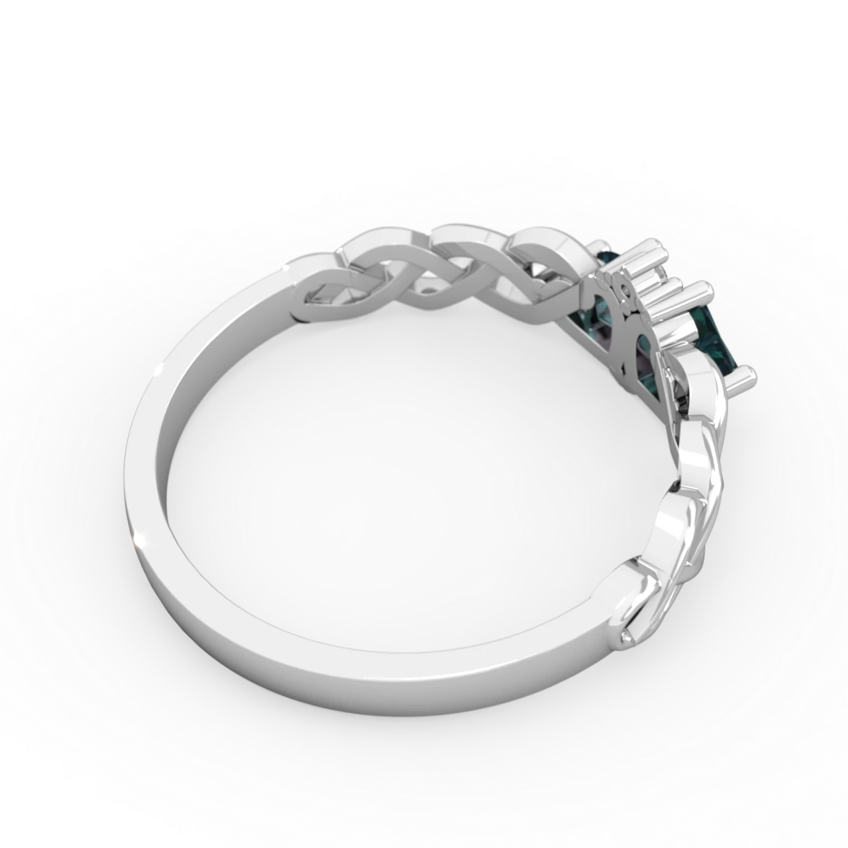 Alexandrite Heart To Heart Braid 14K White Gold ring R5870