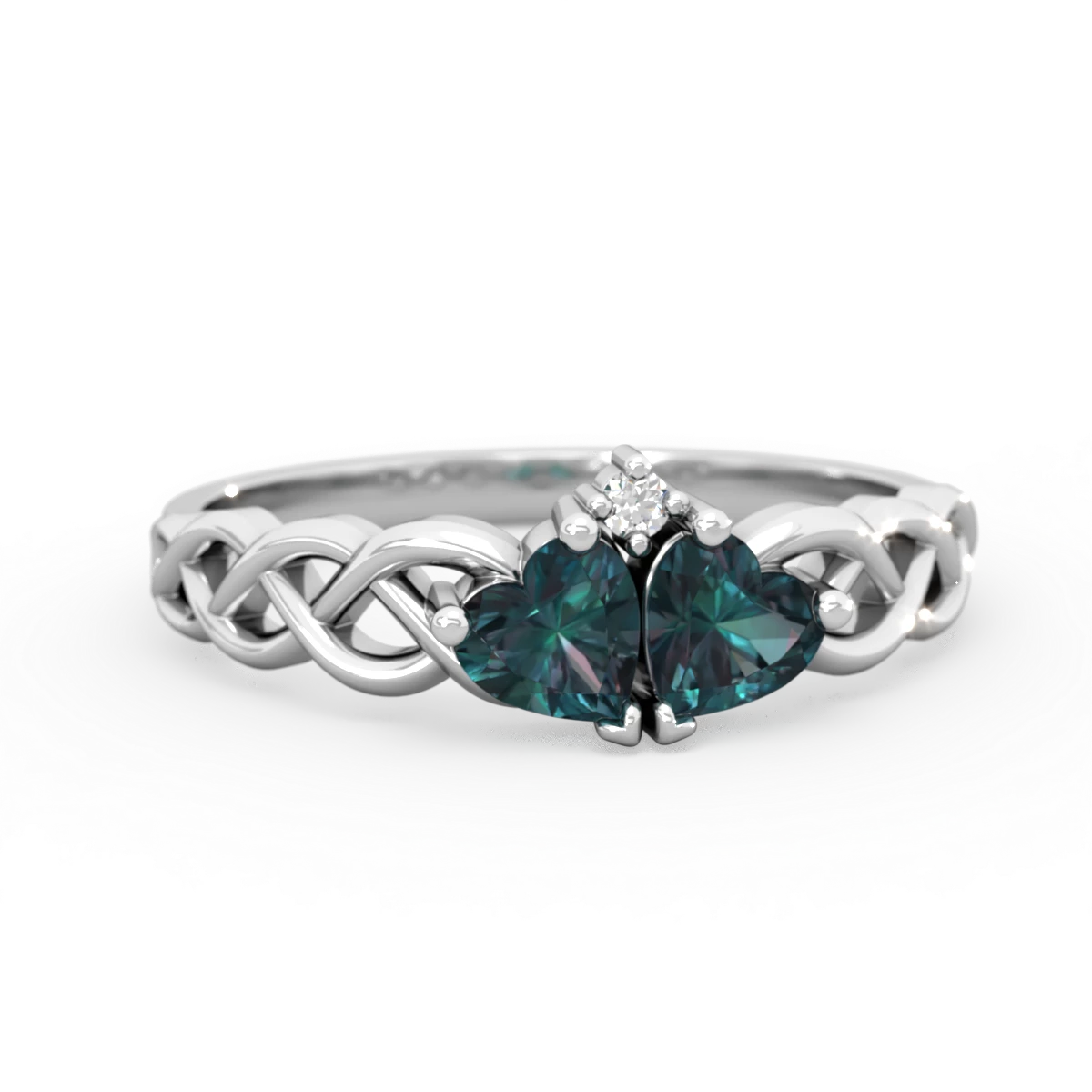 Alexandrite Heart To Heart Braid 14K White Gold ring R5870