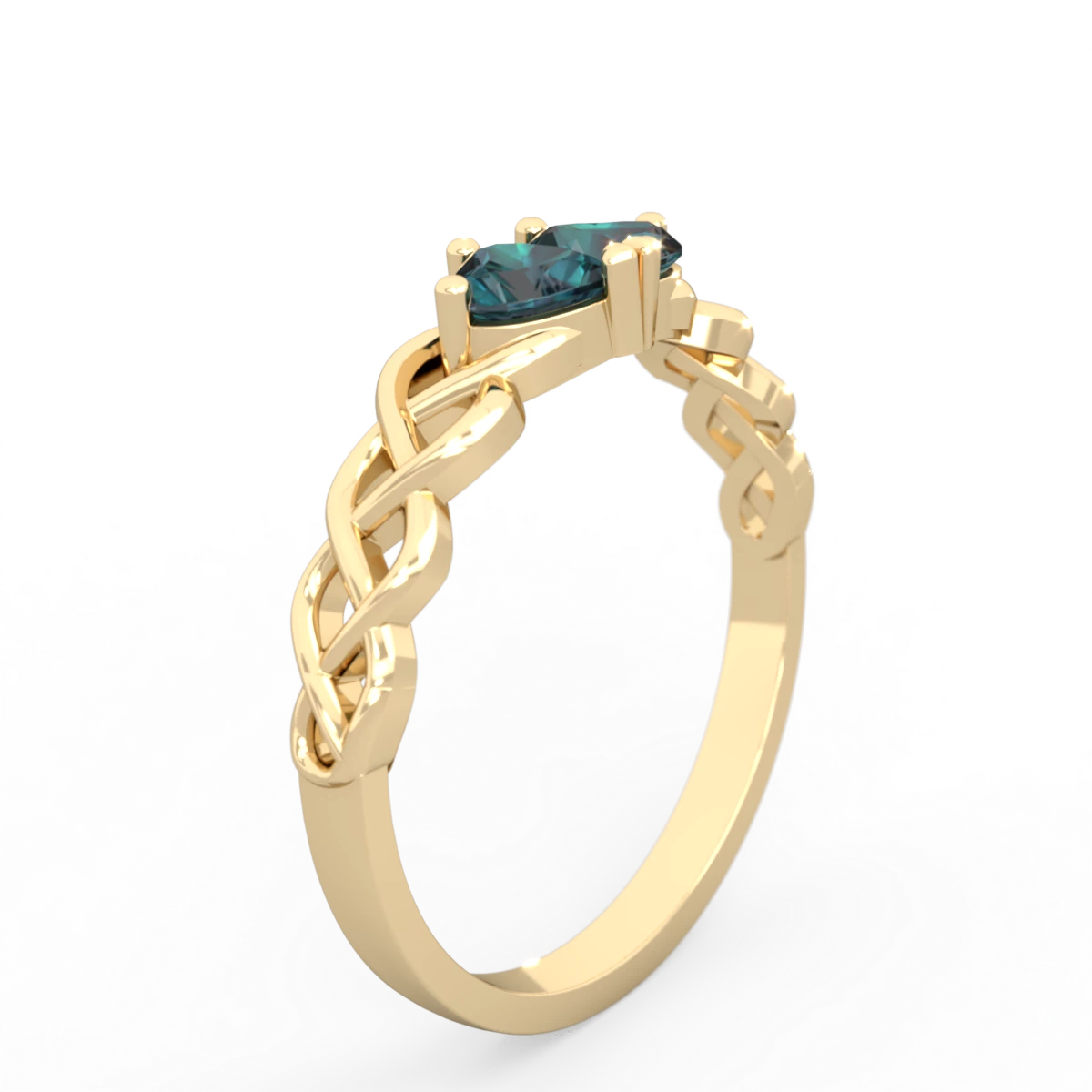 Alexandrite Heart To Heart Braid 14K Yellow Gold ring R5870