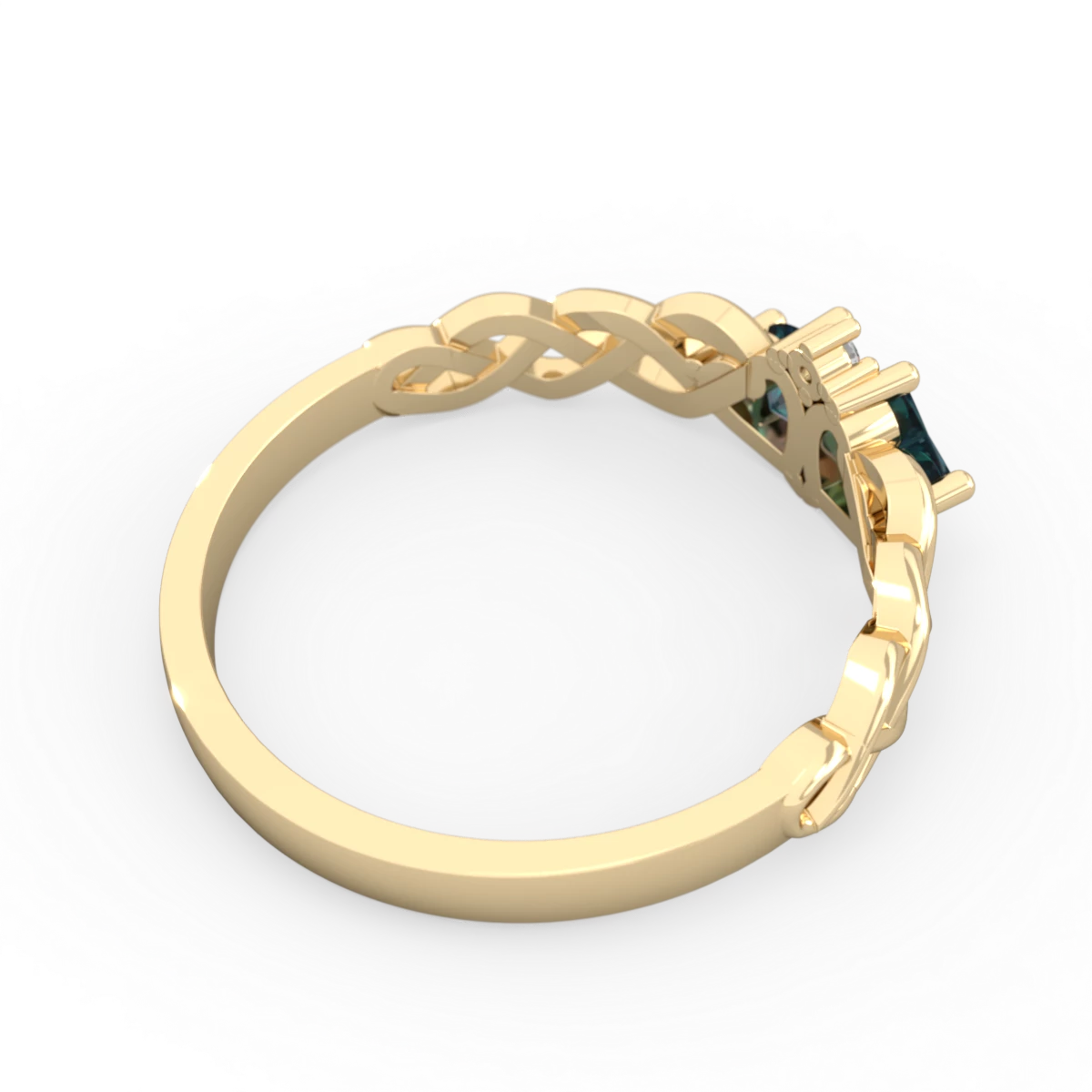 Alexandrite Heart To Heart Braid 14K Yellow Gold ring R5870