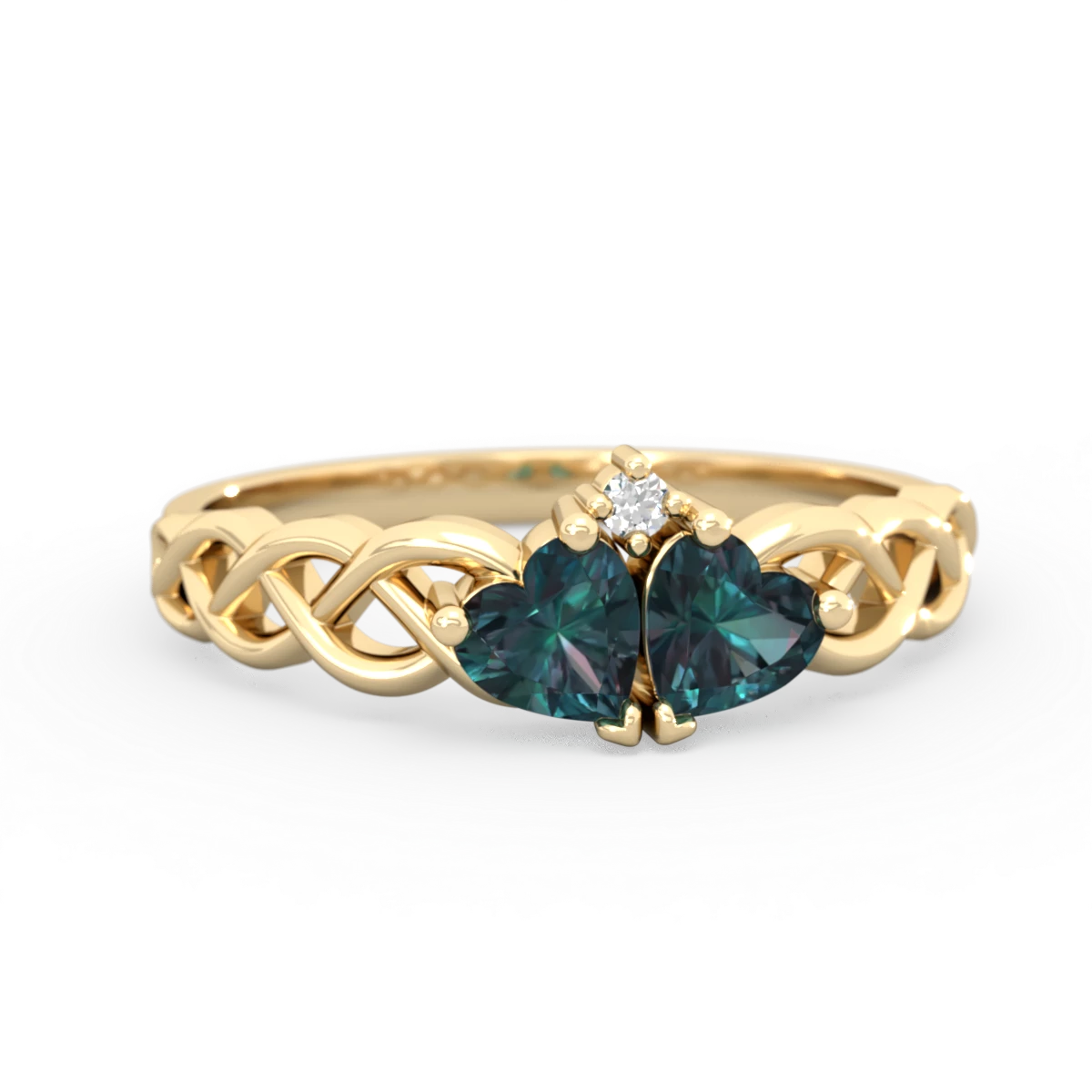 Alexandrite Heart To Heart Braid 14K Yellow Gold ring R5870