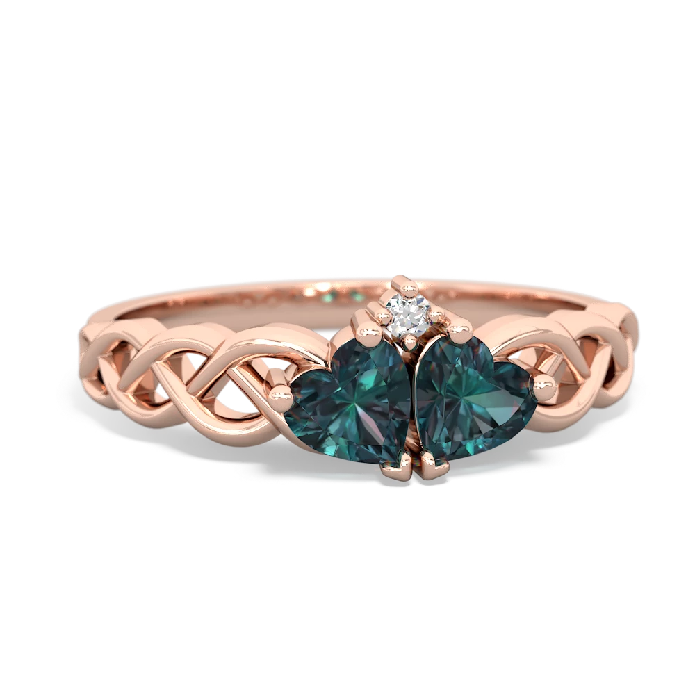 Alexandrite Heart To Heart Braid 14K Rose Gold ring R5870