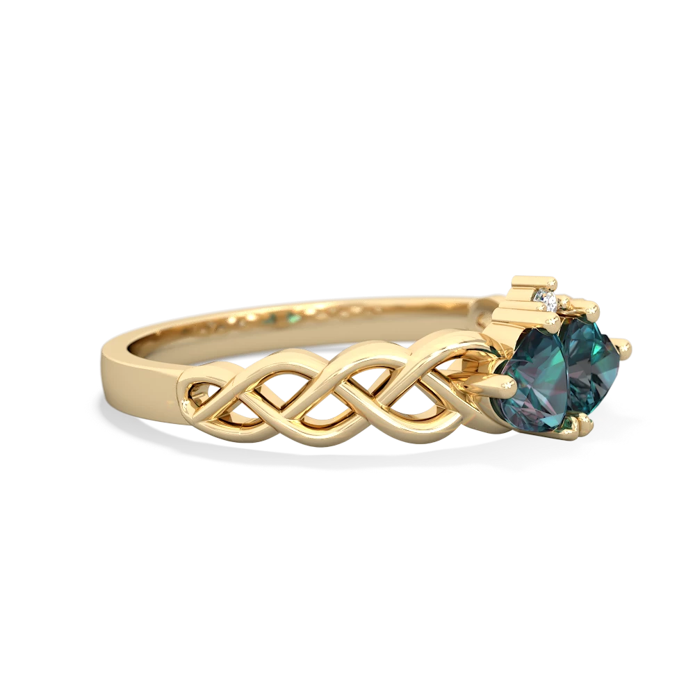 Alexandrite Heart To Heart Braid 14K Yellow Gold ring R5870