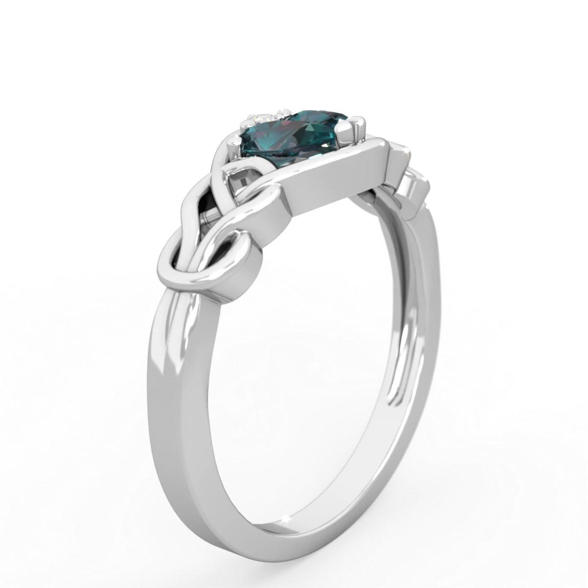 Alexandrite Celtic Love Knot 14K White Gold ring R5420