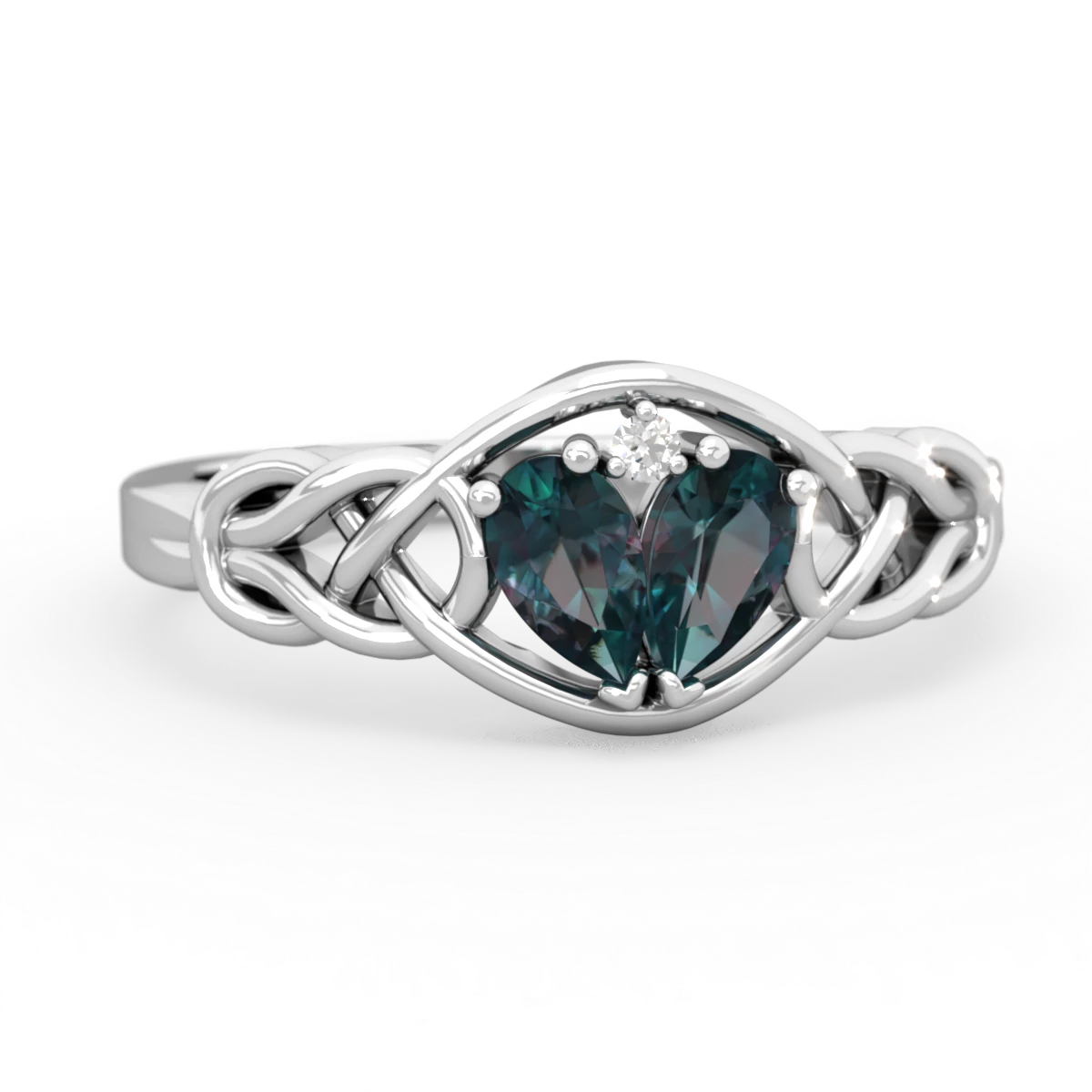 Alexandrite Celtic Love Knot 14K White Gold ring R5420