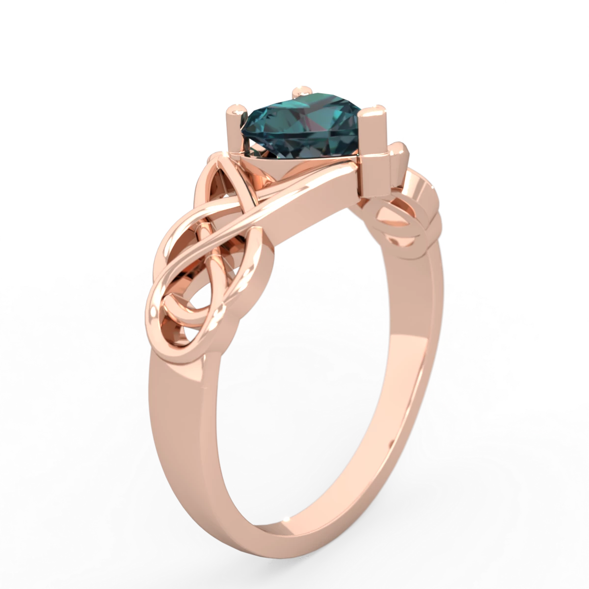 Alexandrite Claddagh Celtic Knot 14K Rose Gold ring R2367