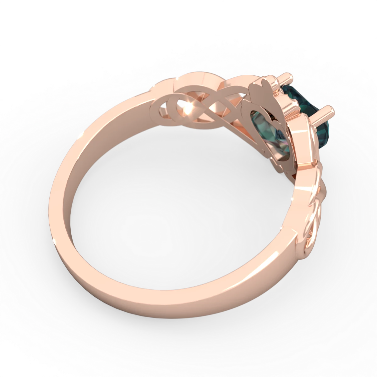 Alexandrite Claddagh Celtic Knot 14K Rose Gold ring R2367