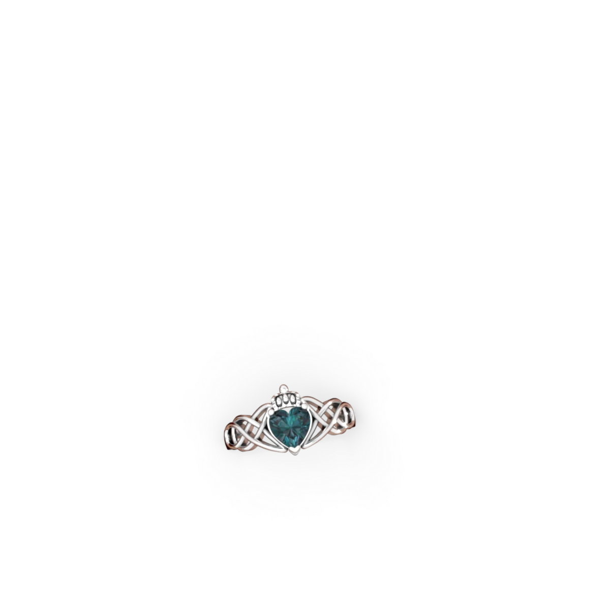Alexandrite Claddagh Celtic Knot 14K White Gold ring R2367