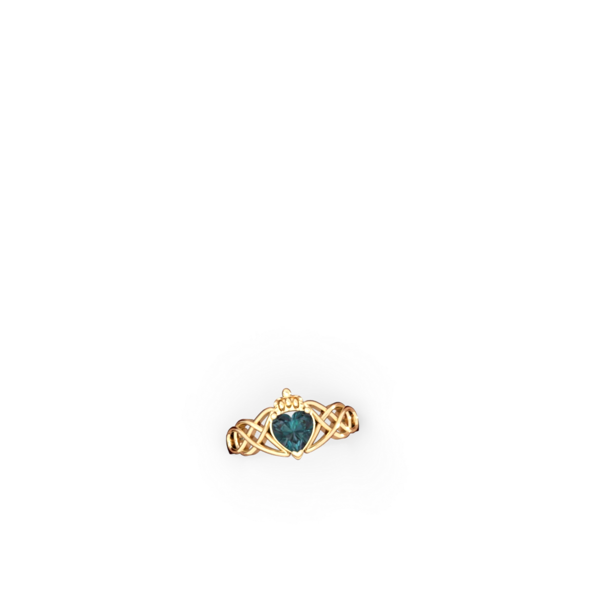 Alexandrite Claddagh Celtic Knot 14K Yellow Gold ring R2367