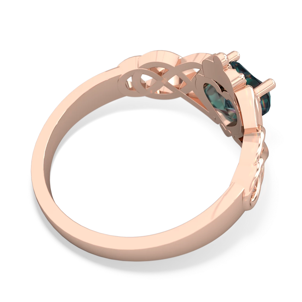 Alexandrite Claddagh Celtic Knot 14K Rose Gold ring R2367
