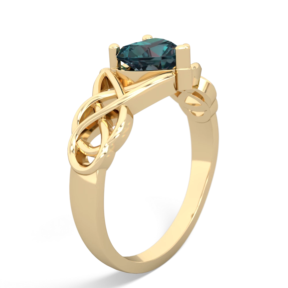 Alexandrite Claddagh Celtic Knot 14K Yellow Gold ring R2367