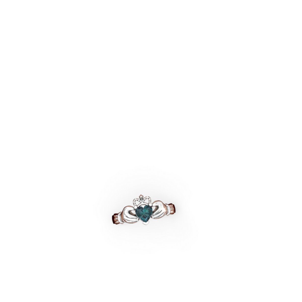 Alexandrite Claddagh 14K White Gold ring R2370