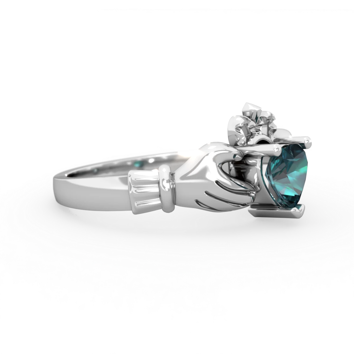 Alexandrite Claddagh 14K White Gold ring R2370
