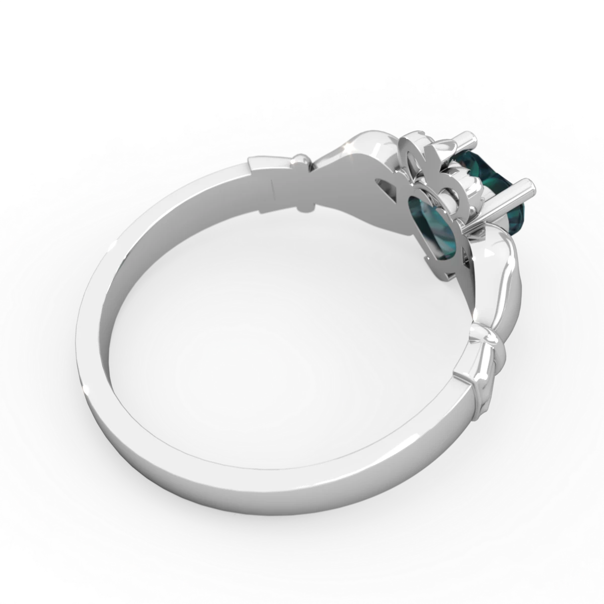 Alexandrite Claddagh 14K White Gold ring R2370