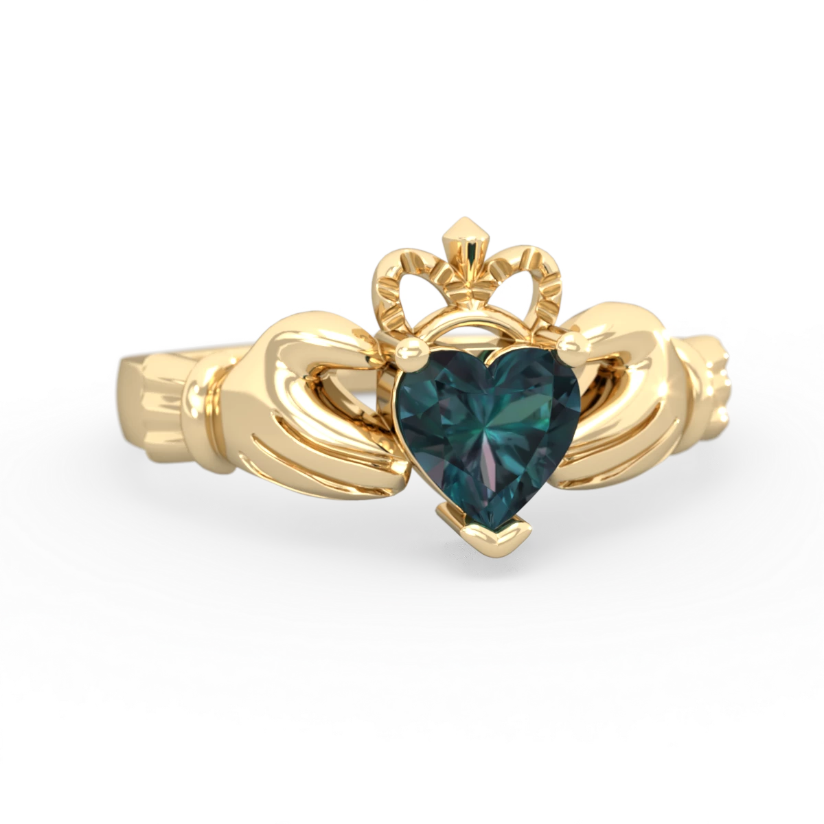 Alexandrite Claddagh 14K Yellow Gold ring R2370