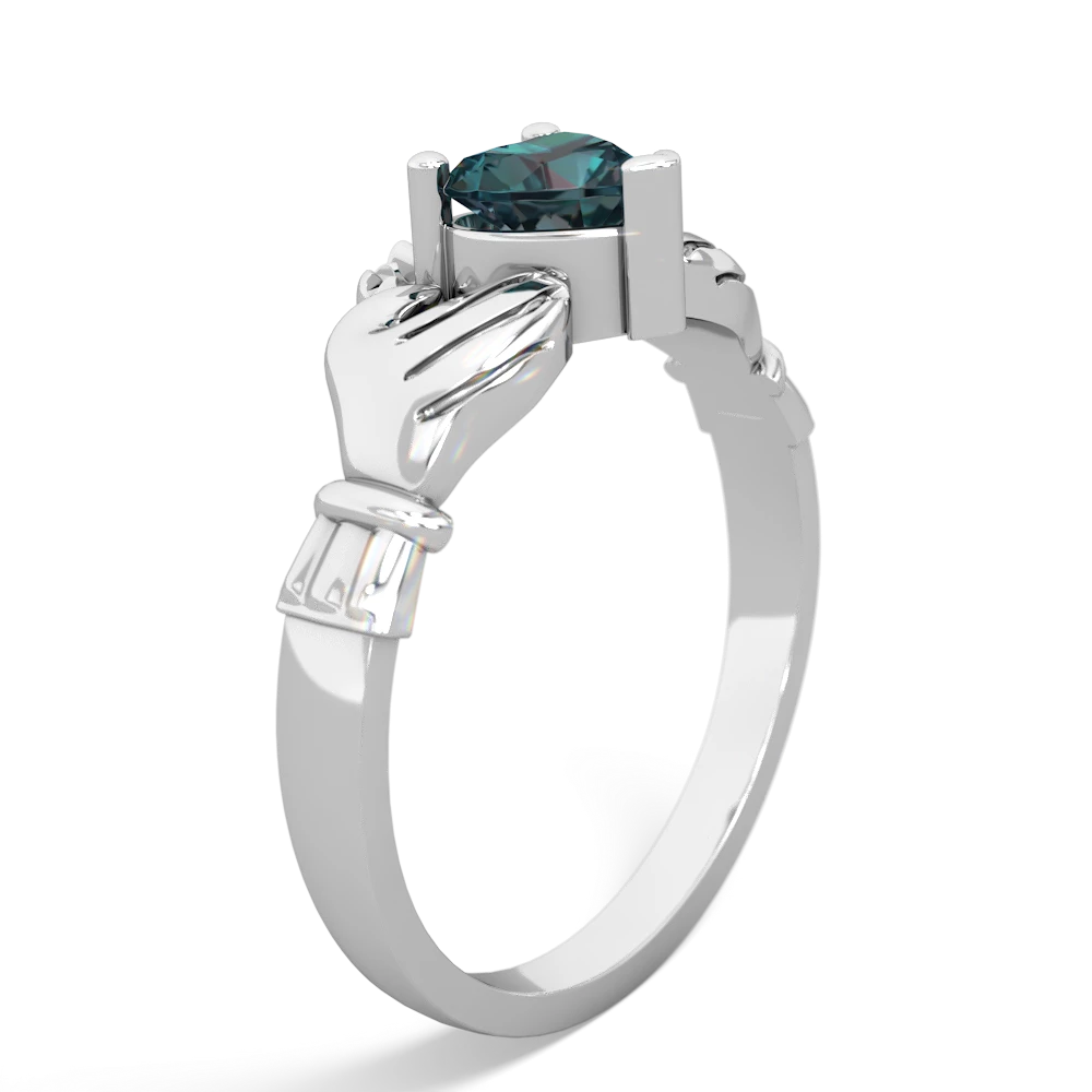 Alexandrite Claddagh 14K White Gold ring R2370