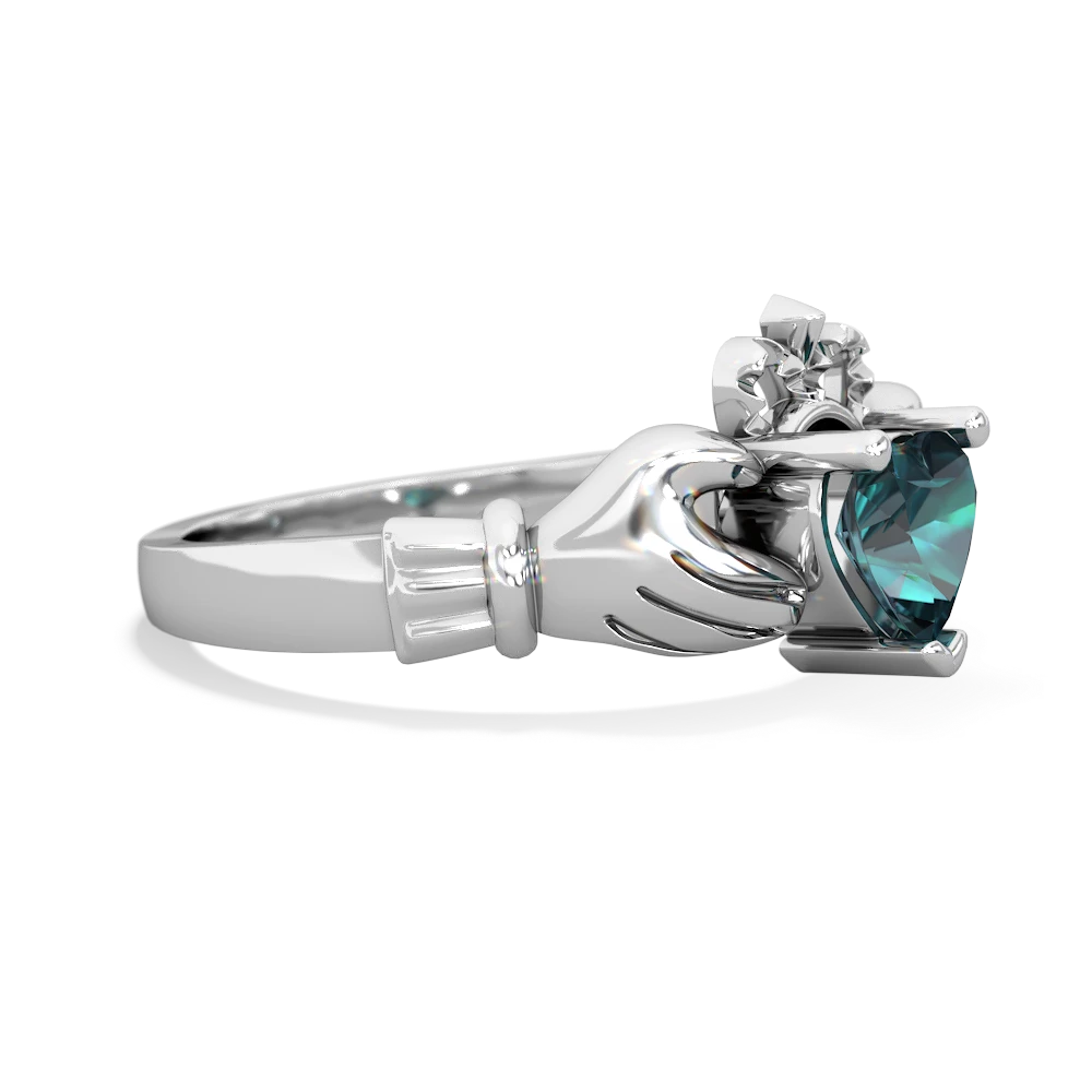 Alexandrite Claddagh 14K White Gold ring R2370