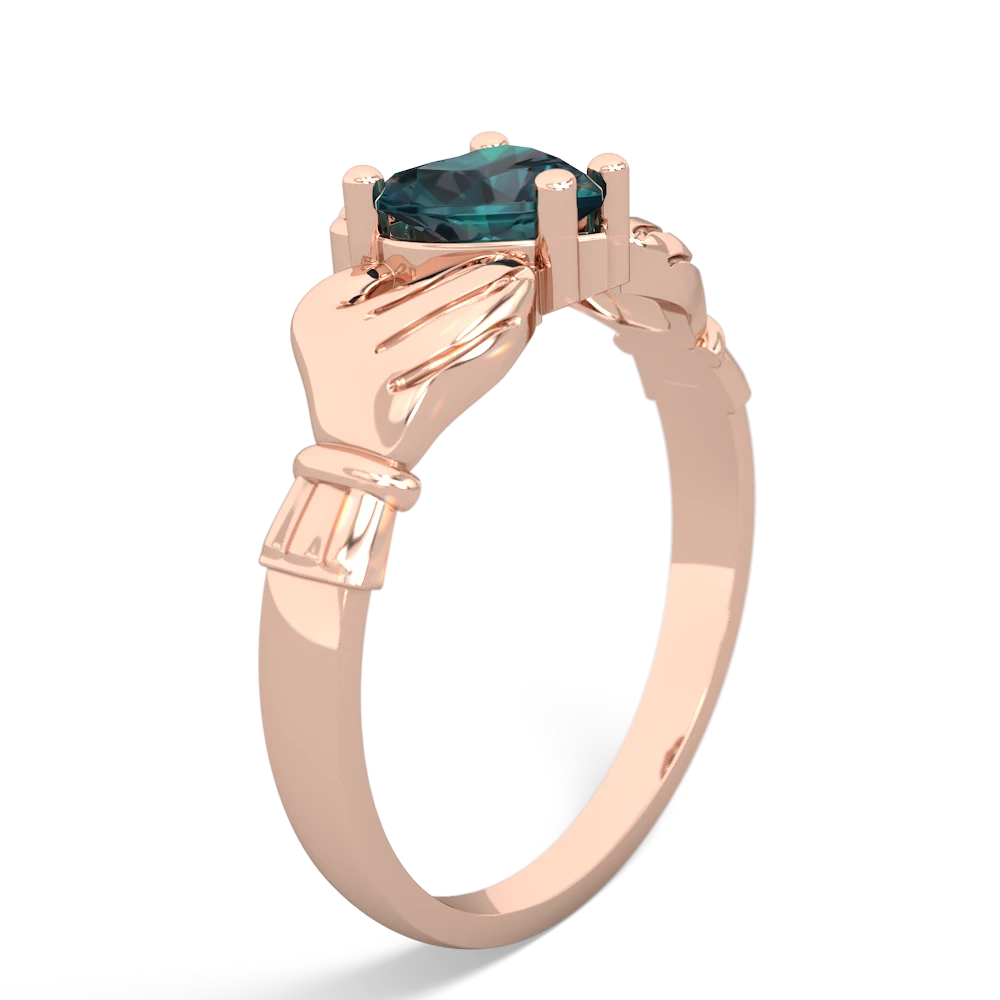 Alexandrite Claddagh Diamond Crown 14K Rose Gold ring R2372