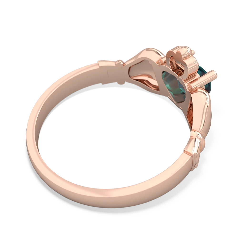 Alexandrite Claddagh Diamond Crown 14K Rose Gold ring R2372