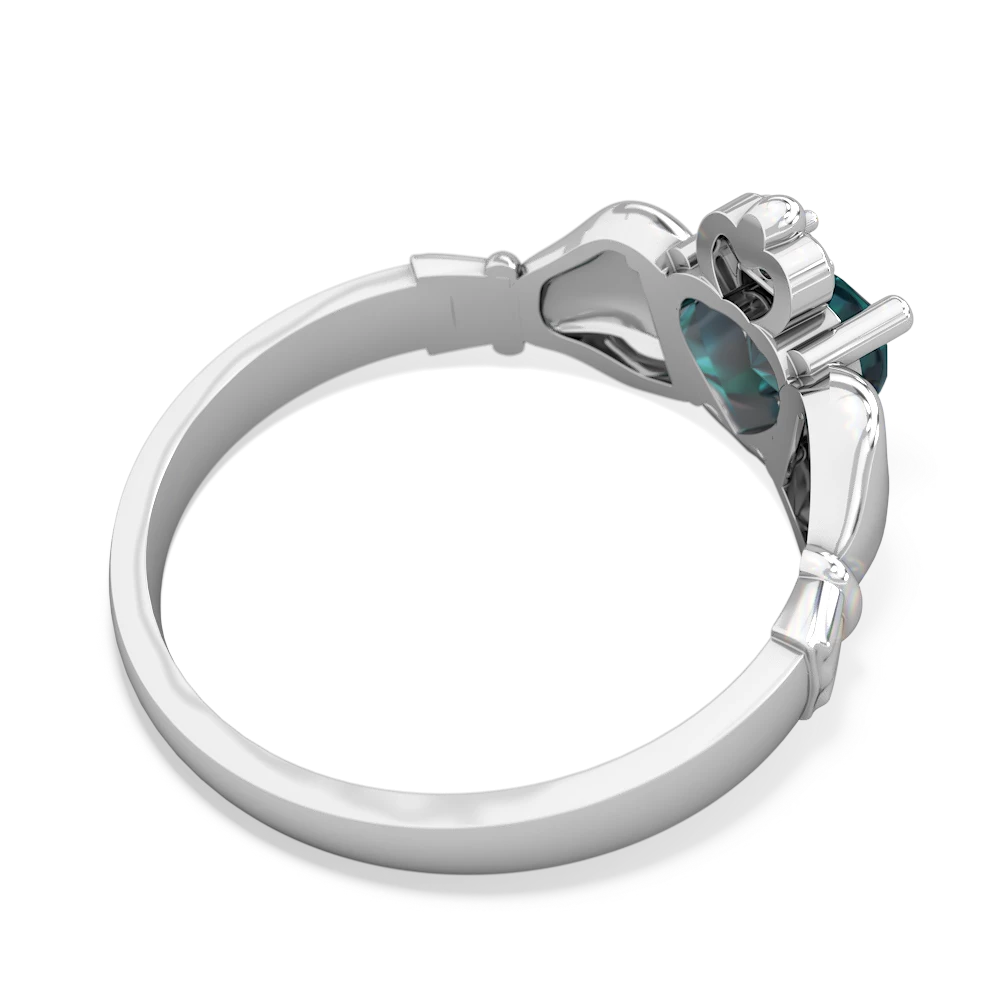 Alexandrite Claddagh Diamond Crown 14K White Gold ring R2372