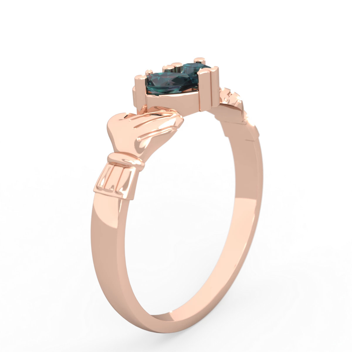 Alexandrite 'Our Heart' Claddagh 14K Rose Gold ring R2388