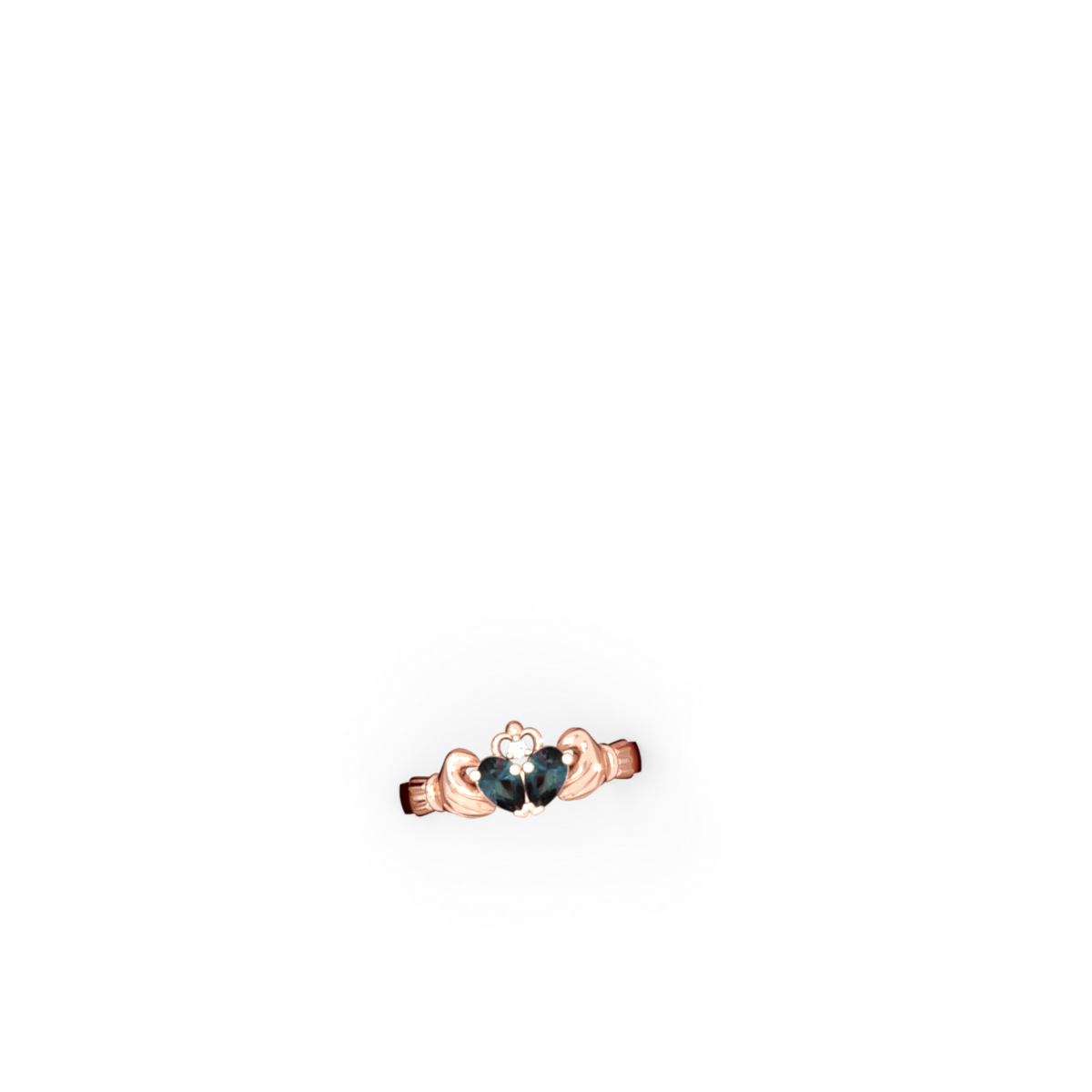 Alexandrite 'Our Heart' Claddagh 14K Rose Gold ring R2388