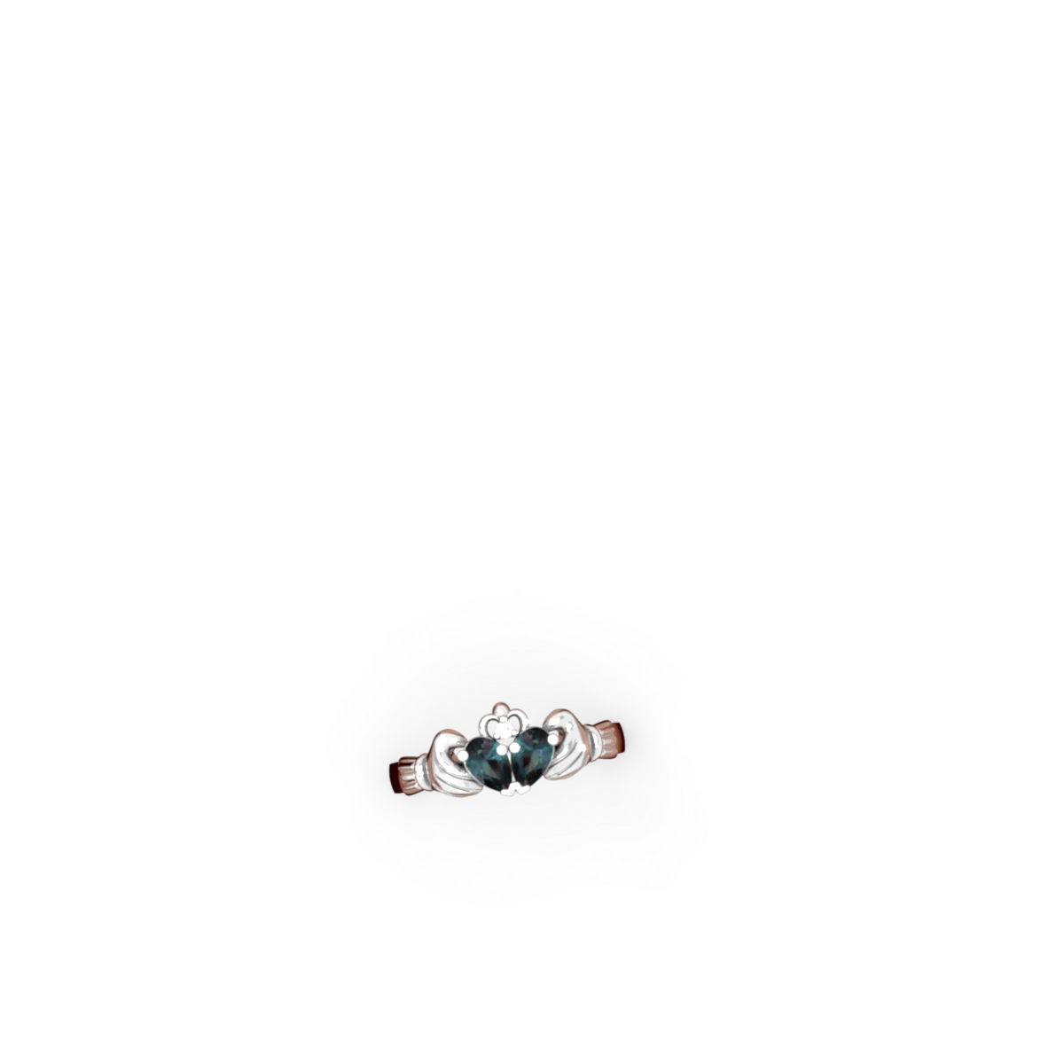 Alexandrite 'Our Heart' Claddagh 14K White Gold ring R2388