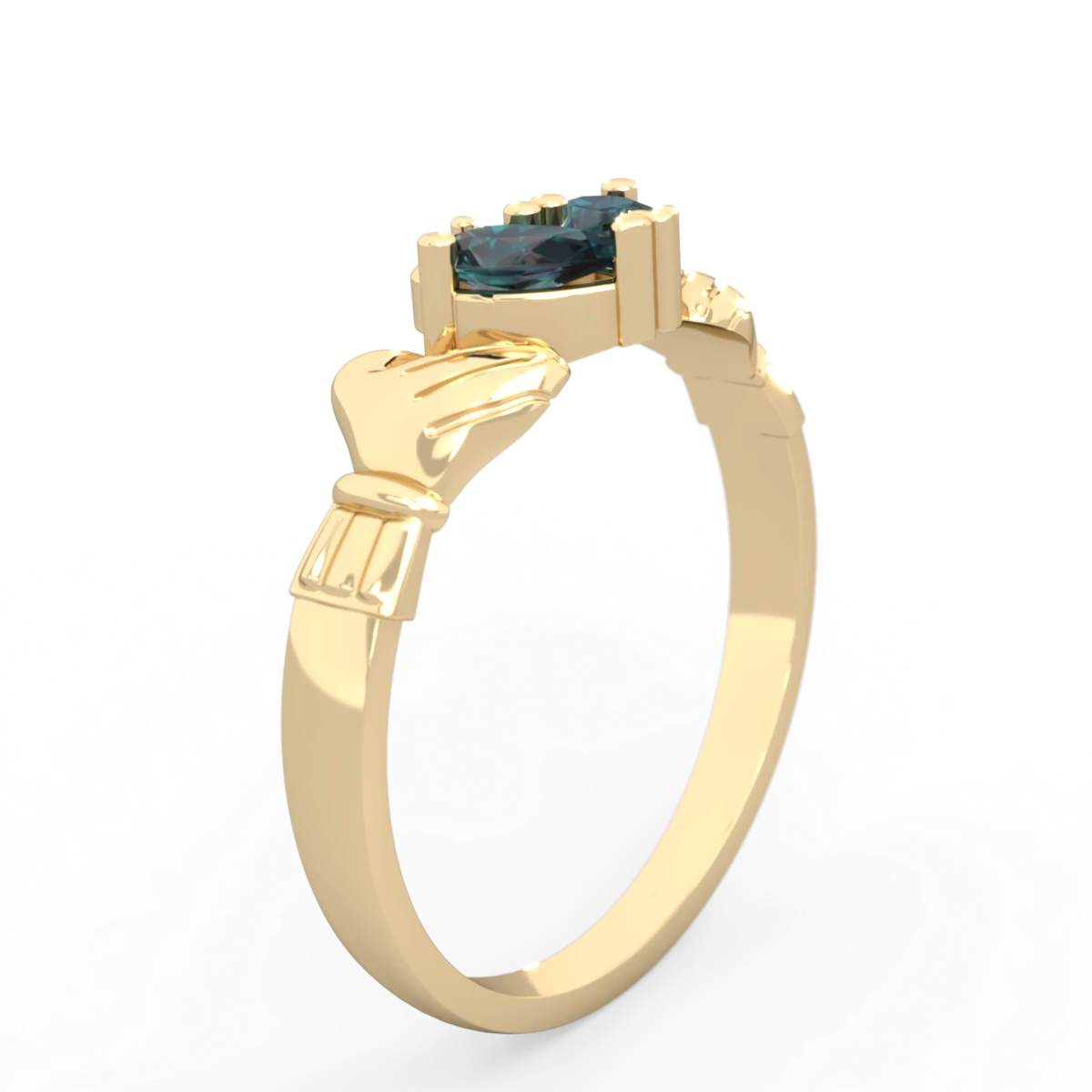 Alexandrite 'Our Heart' Claddagh 14K Yellow Gold ring R2388