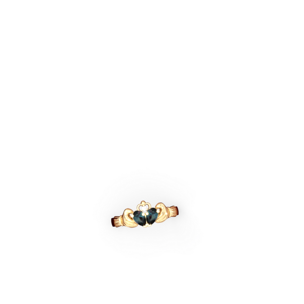Alexandrite 'Our Heart' Claddagh 14K Yellow Gold ring R2388