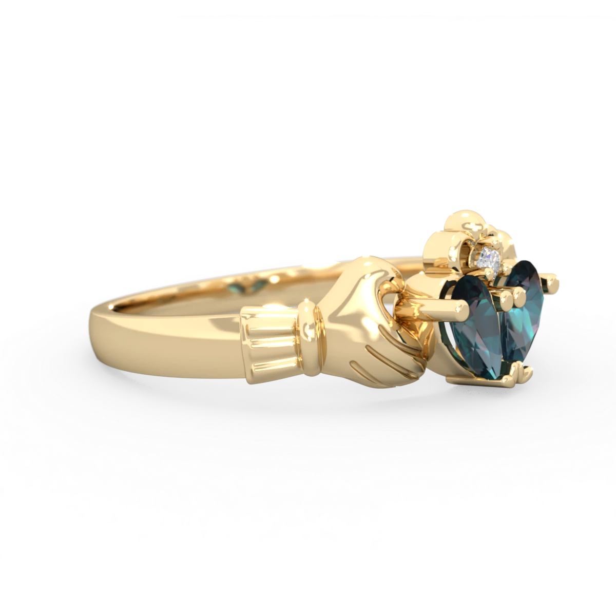Alexandrite 'Our Heart' Claddagh 14K Yellow Gold ring R2388