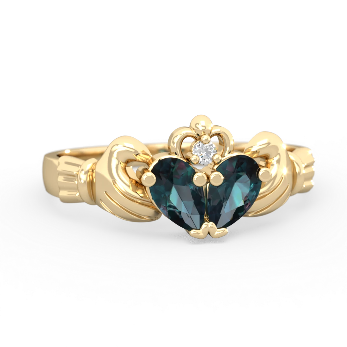 Alexandrite 'Our Heart' Claddagh 14K Yellow Gold ring R2388