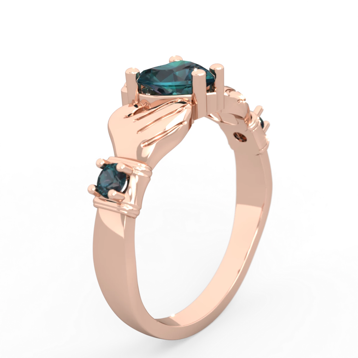 Alexandrite Claddagh Keepsake 14K Rose Gold ring R5245