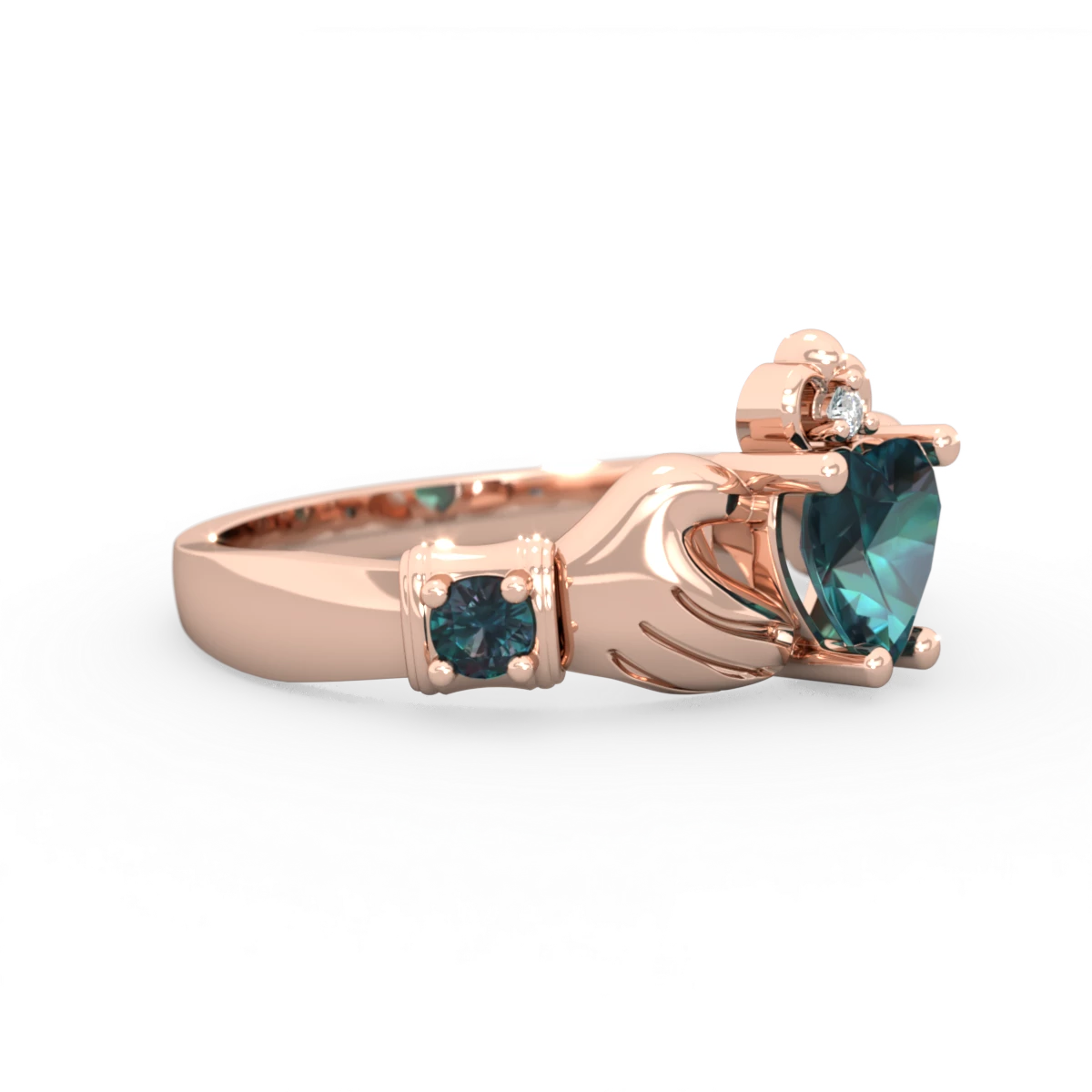 Alexandrite Claddagh Keepsake 14K Rose Gold ring R5245