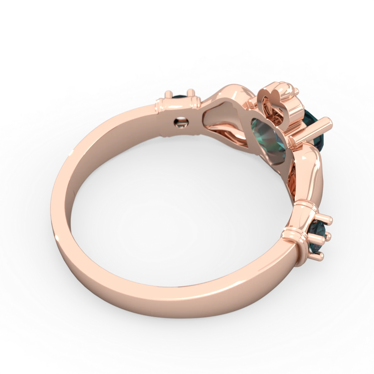 Alexandrite Claddagh Keepsake 14K Rose Gold ring R5245