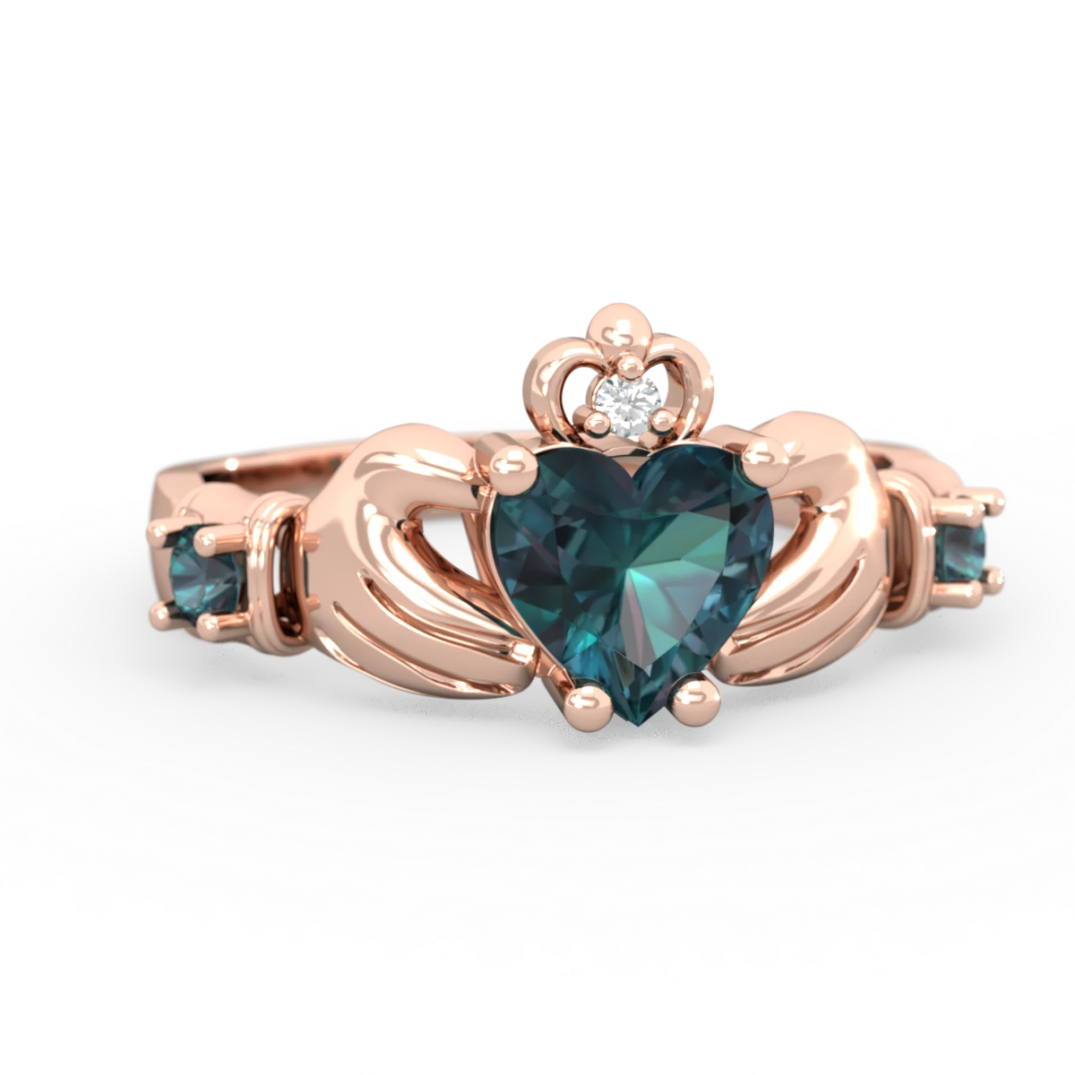 Alexandrite Claddagh Keepsake 14K Rose Gold ring R5245