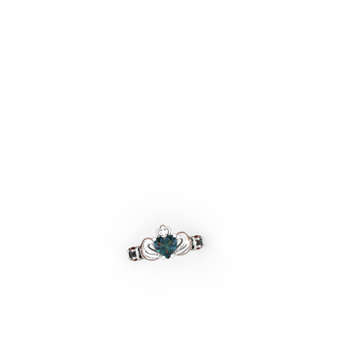 Alexandrite Claddagh Keepsake 14K White Gold ring R5245
