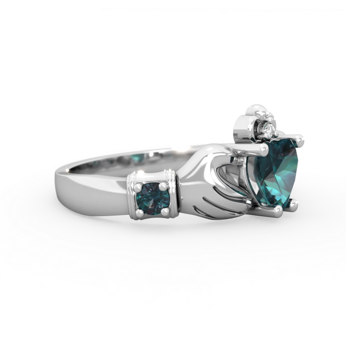 Alexandrite Claddagh Keepsake 14K White Gold ring R5245